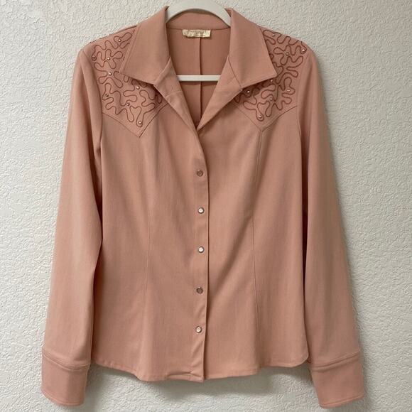 Vintage **Rare** Sage West Western Snap Pearl Button Long Sleeve Top - Picture 1 of 16